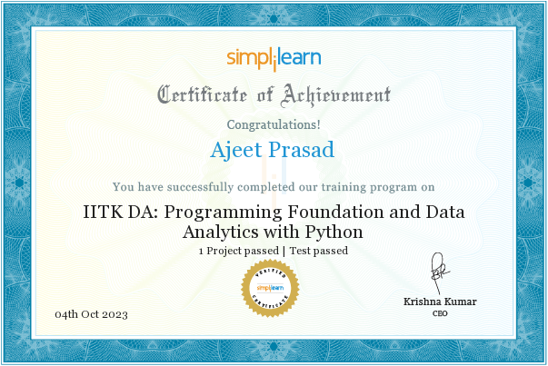 Ajeet Prasad - Project Management, Data Analytics, Mining, MIS ...